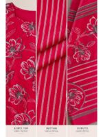 W-DM-552-02-RD-B. Women's Cotton Unstitched Dress Material -Red