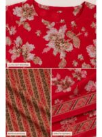 W-DM-552-04-RD-B. Women's Cotton Unstitched Dress Material -Red