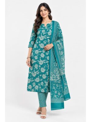 Women's Cotton Unstitched Dress Material -Green