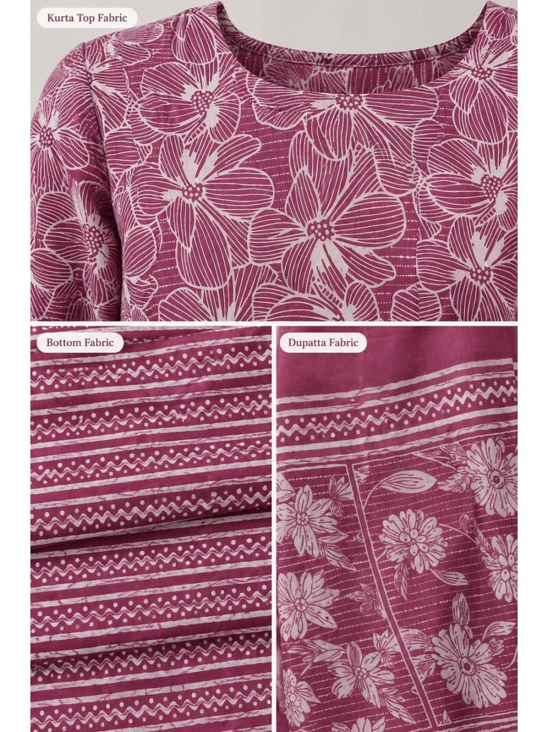 Women's Cotton Unstitched Dress Material - Dust Pink