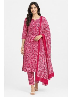 Women's Cotton Unstitched Dress Material - Maroon