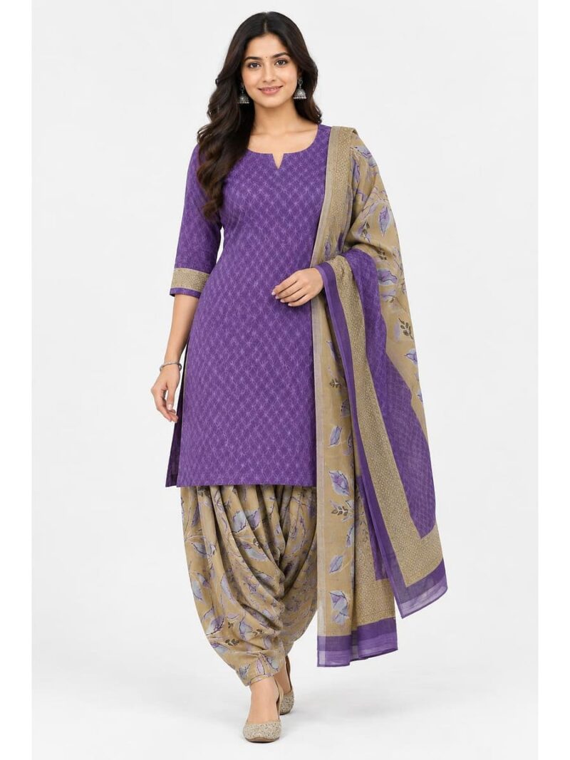 W-DM-554-01-MV-f Women’s Polyester Crepe Unstitched Dress Material – Mauve