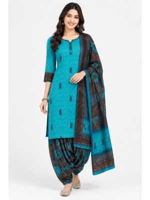 Women’s Polyester Crepe Unstitched Dress Material – Green