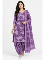 Women’s Polyester Crepe Unstitched Dress Material – Violet