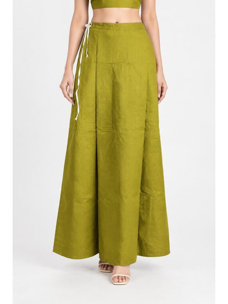 Cotton Petticoat / In-Skirt ,Overlocked 8 Part - Olive Green