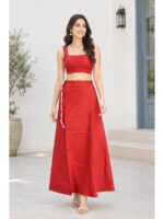 Cotton Petticoat / In-Skirt ,Overlocked 8 Part - Red