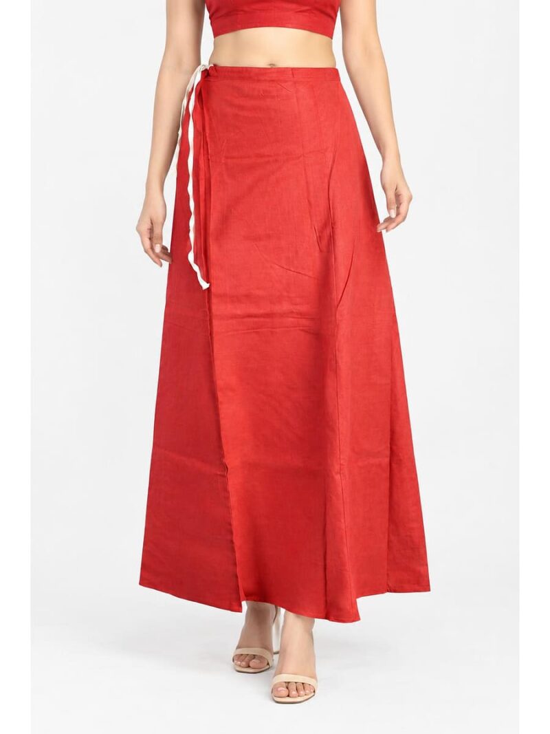 Cotton Petticoat / In-Skirt ,Overlocked 8 Part - Red