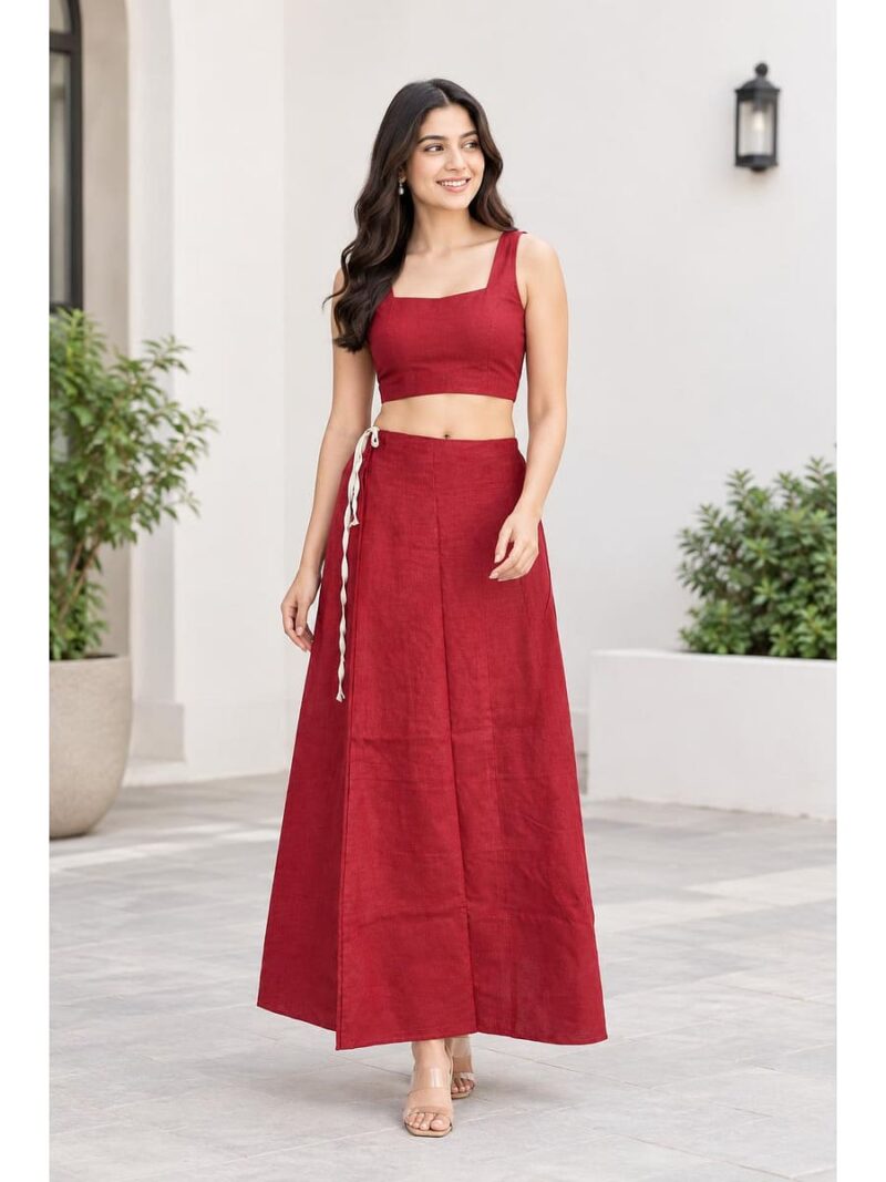 Cotton Petticoat / In-Skirt ,Overlocked 8 Part - Maroon