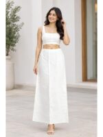 W-IS-519-07-WH-105_detail Cotton Petticoat / In-Skirt ,Overlocked 8 Part - White