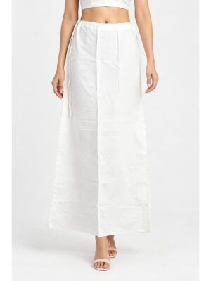 Cotton Petticoat / In-Skirt ,Overlocked 8 Part - White