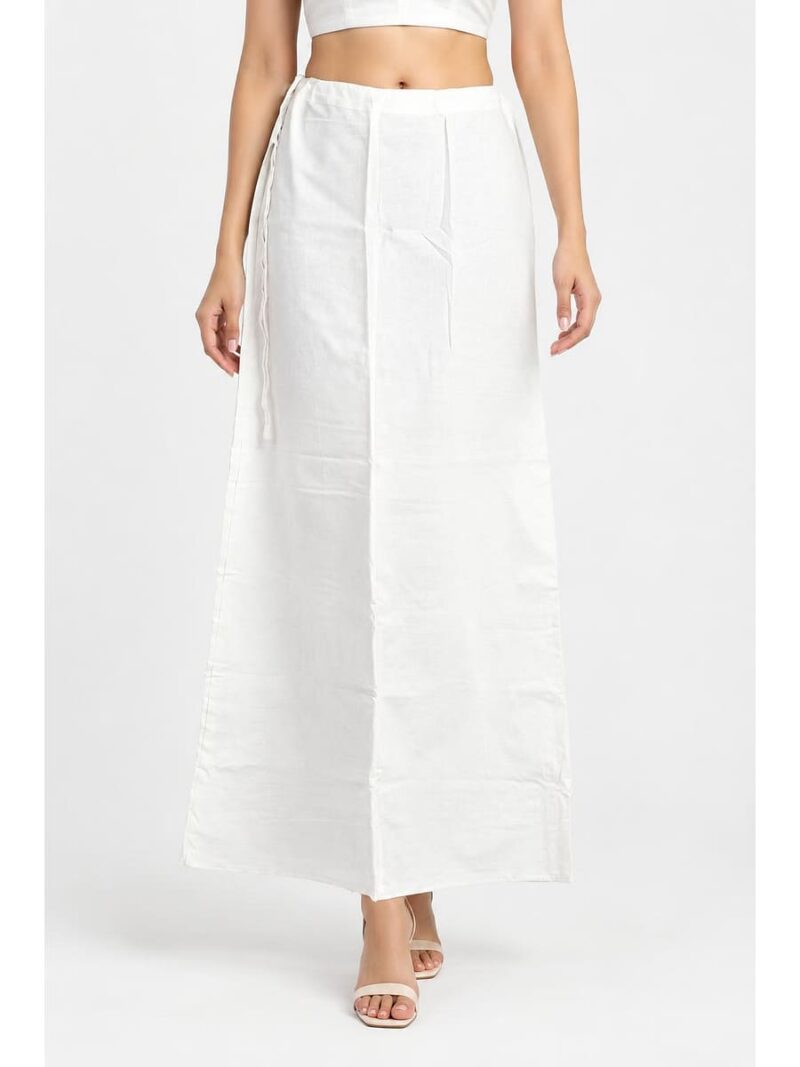 W-IS-519-07-WH-105_front Cotton Petticoat / In-Skirt ,Overlocked 8 Part - White