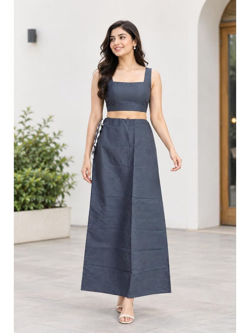 Cotton Petticoat / In-Skirt ,Overlocked 8 Part - Grey