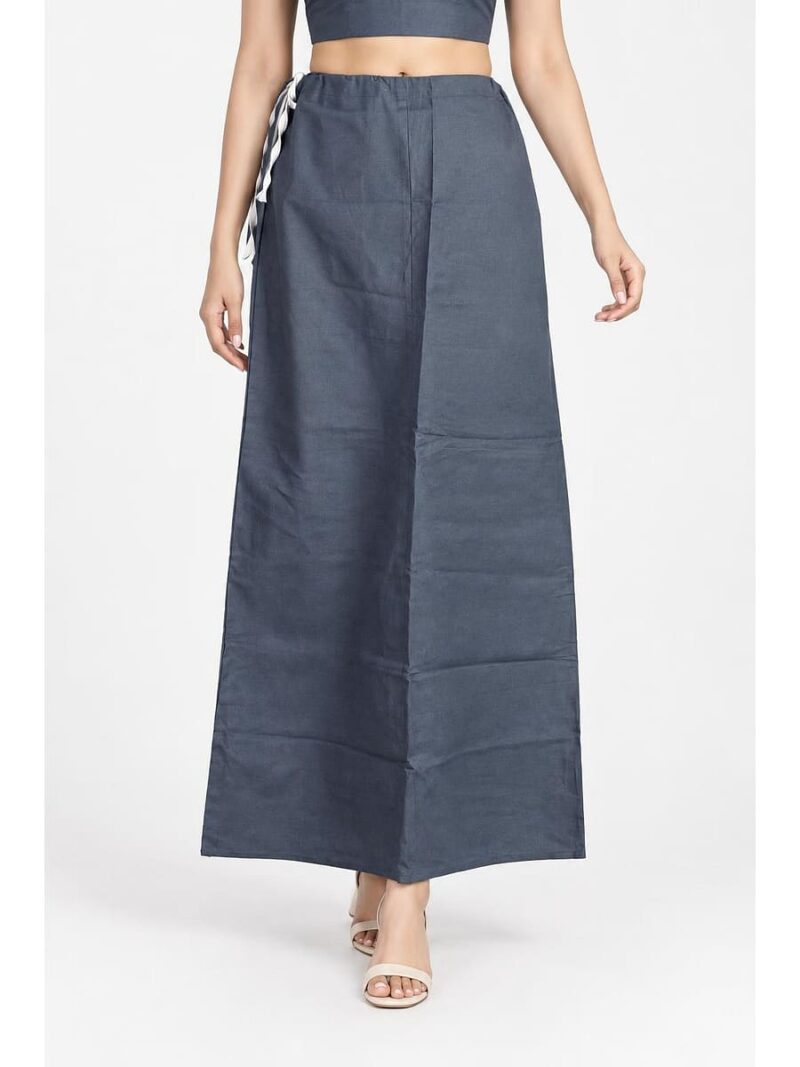 W-IS-519-08-GY-105_front Cotton Petticoat / In-Skirt ,Overlocked 8 Part - Grey