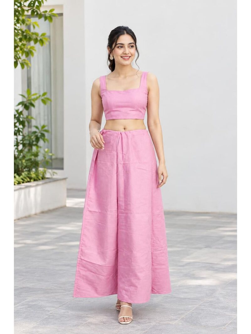 Cotton Petticoat / In-Skirt ,Overlocked 8 Part - Pink