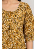 Women’s Cotton Plus-Size Zip Nighty - Mustard Yellow