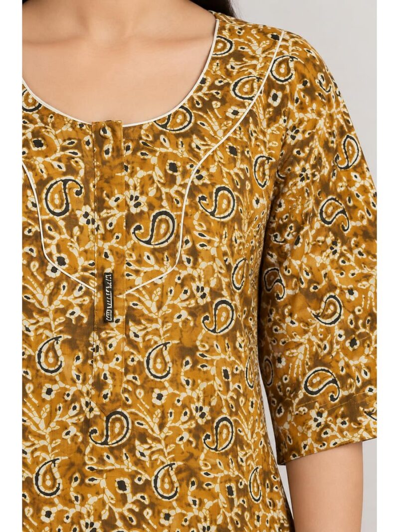 Women’s Cotton Plus-Size Zip Nighty - Mustard Yellow