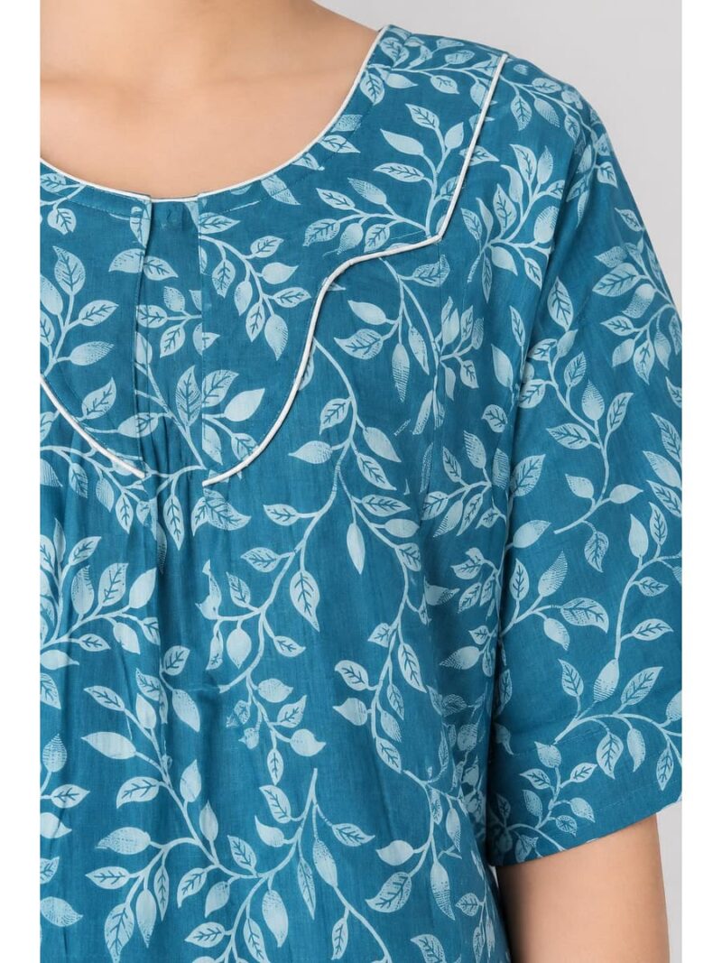 Women’s Cotton Plus-Size Zip Nighty - Teal