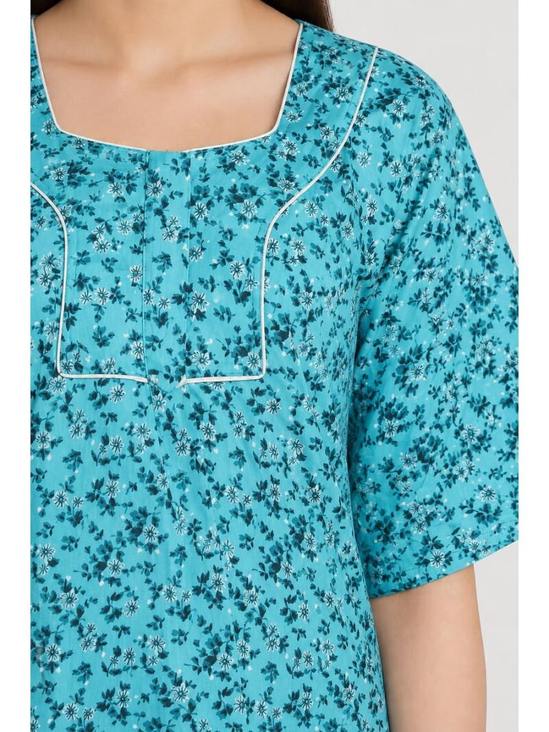 Women’s Cotton Plus-Size Zip Nighty - Sky Blue