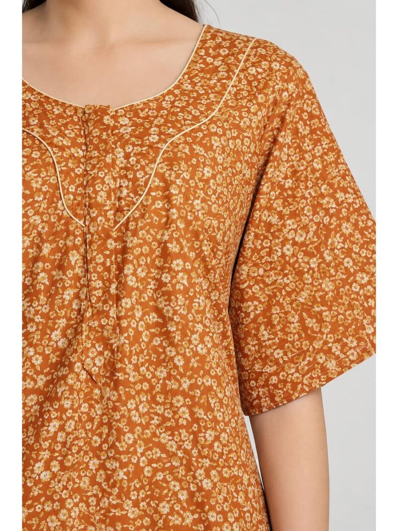 Women’s Cotton Plus-Size Zip Nighty - Tangerine