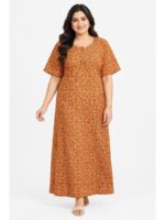 W-NY-483-24-TG-4XL_front Women’s Cotton Plus-Size Zip Nighty - Tangerine