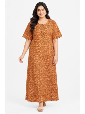 Women’s Cotton Plus-Size Zip Nighty - Tangerine