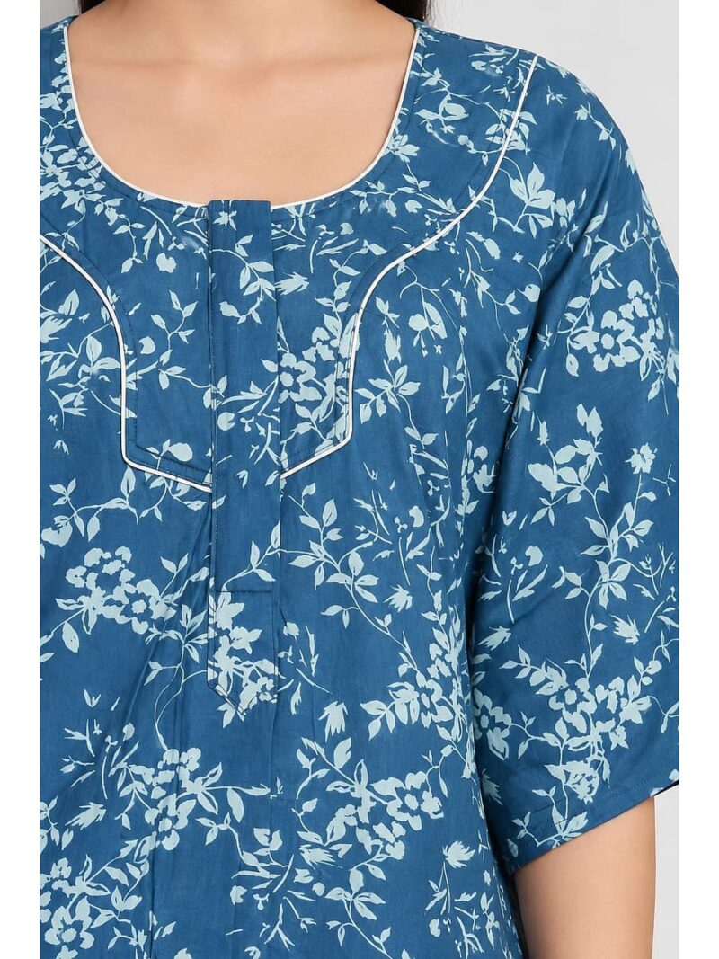 Women’s Cotton Plus-Size Zip Nighty - Teal