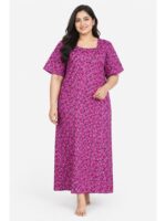 W-NY-483-26-CRS-4XL_front Women’s Cotton Plus-Size Zip Nighty - Cerise