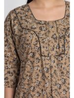 Women’s Cotton Plus-Size Zip Nighty - Caramel