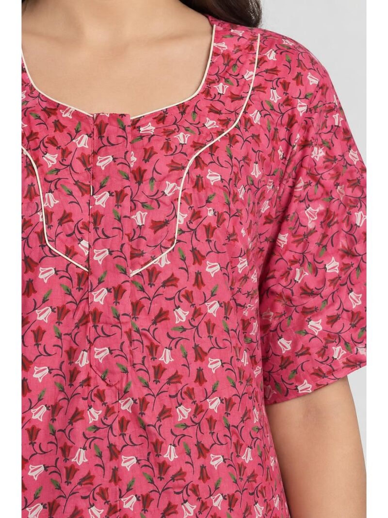 Women’s Cotton Plus-Size Zip Nighty - Rose Pink