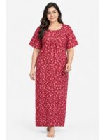 Women’s Cotton Plus-Size Zip Nighty - Rose Pink