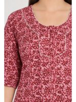 Women’s Cotton Plus-Size Zip Nighty - Red