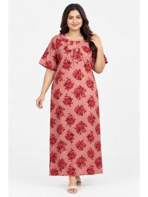 Women’s Cotton Plus-Size Zip Nighty - Blush Pink