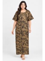 W-NY-483-36-CRM-4XL_front Women’s Cotton Plus-Size Zip Nighty -Cream
