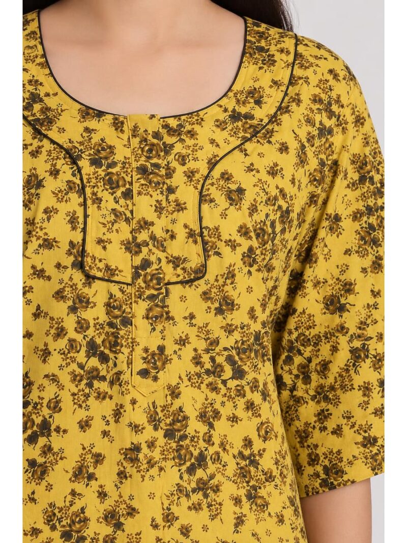 Women’s Cotton Plus-Size Zip Nighty - Mustard Yellow