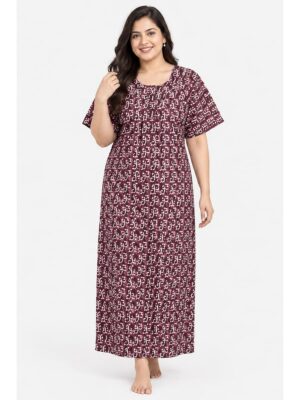 Women’s Cotton Plus-Size Zip Nighty - Plum