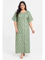 W-NY-483-39-MG-4XL_front Women’s Cotton Plus-Size Zip Nighty -Mint Green