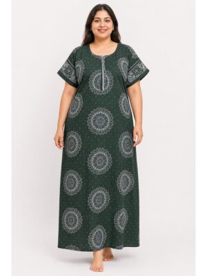 Women's Cotton Plus Size Nighty - Green