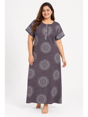 Women's Cotton Plus Size Nighty - Plum