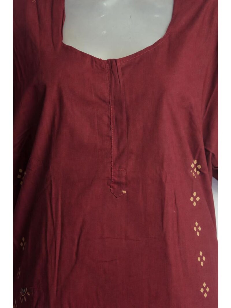 Women's Ajrakh Cotton Maxi Nighty - Maroon