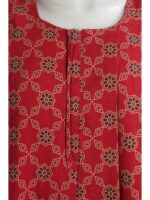 Women's Ajrakh Cotton Maxi Nighty - Red