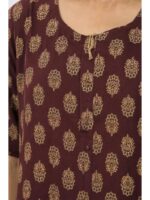 Women's Ajrakh Cotton Maxi Nighty - Maroon