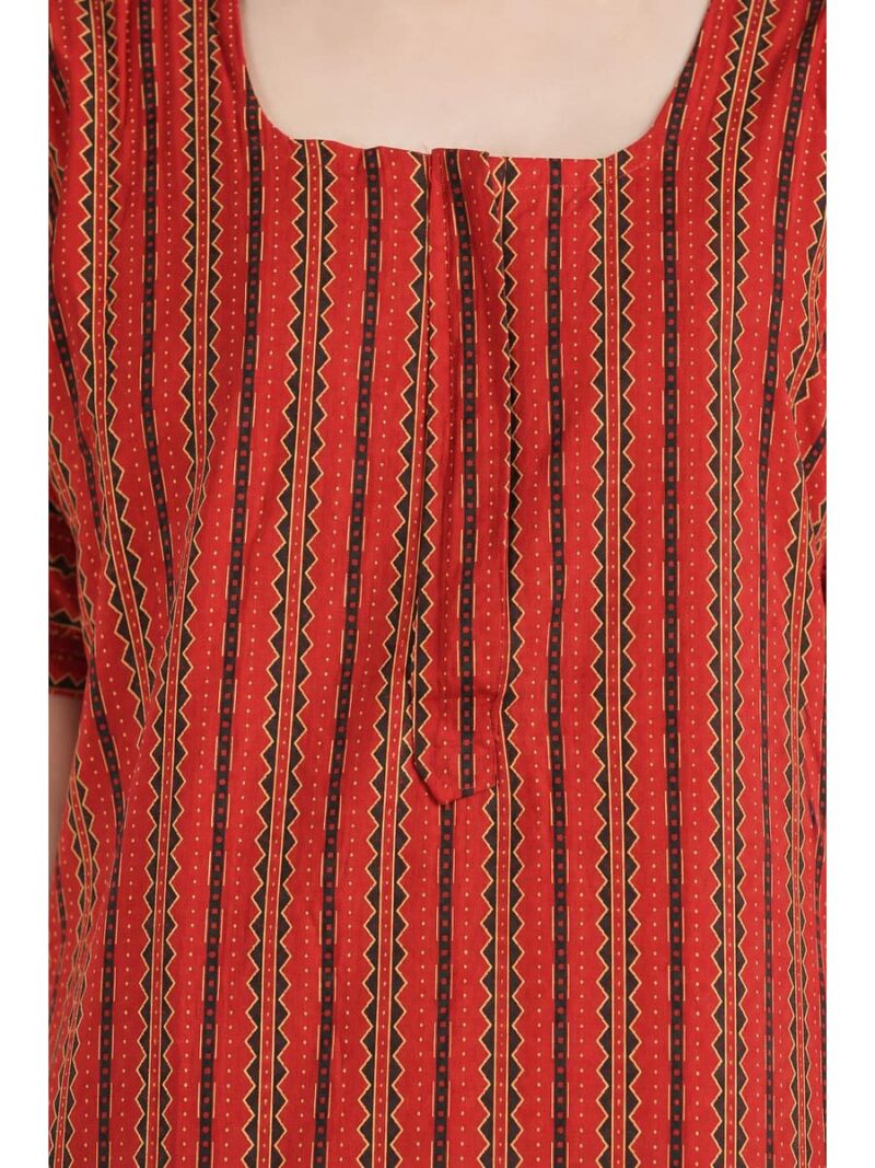 Women's Cotton Printed Nighty - Red