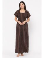 Women's Cotton Printed Nighty - Navy Blue