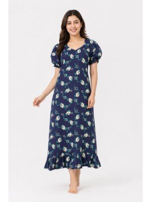 Women's Cotton Frock Nighty - Violet