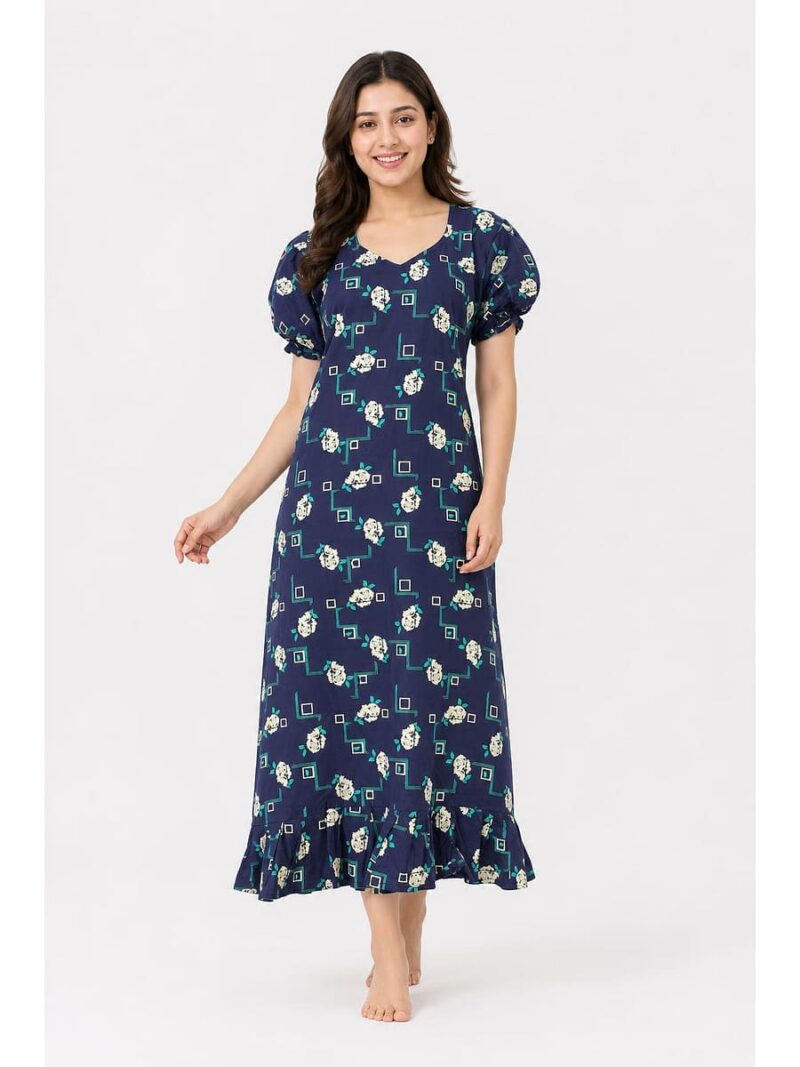 Women's Cotton Frock Nighty - Violet