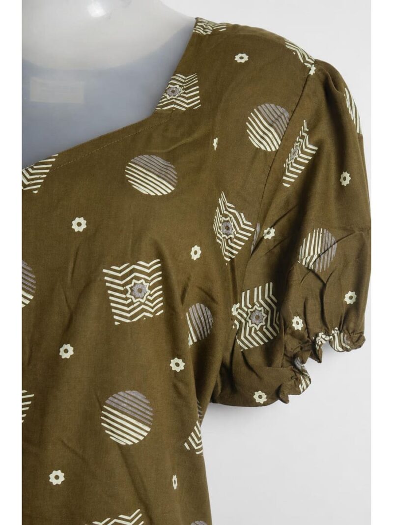 Women's Cotton Frock Nighty - Olive Green