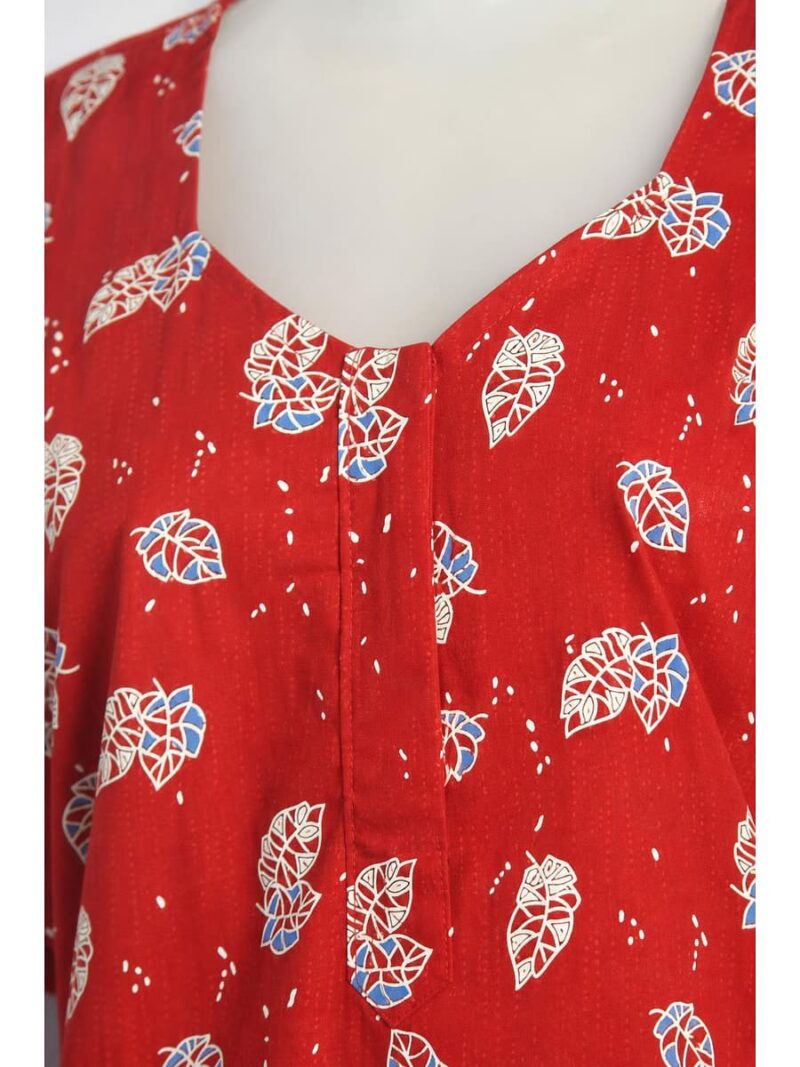 Women's Cotton Zip Frock Nighty - Red