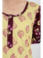 Women's Cotton Zip Frock Nighty - Yellow