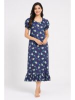 W-NY-498-26-VL-XXL_front Women's Cotton Zip Frock Nighty - Violet