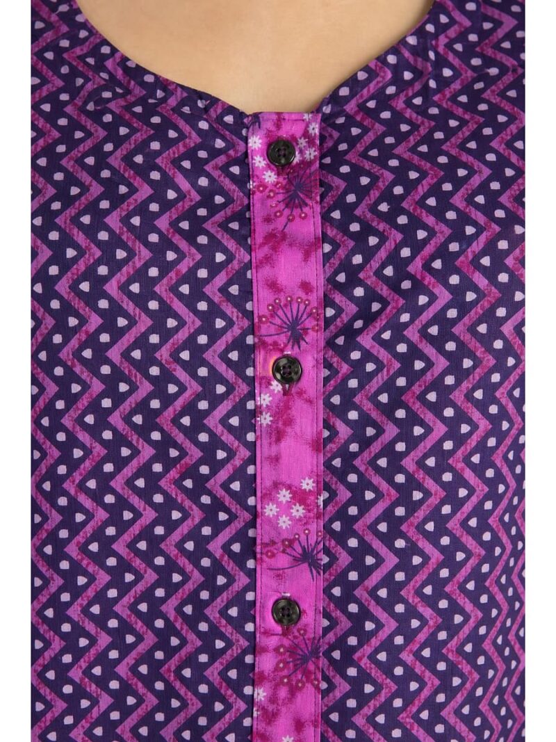 Women’s Front Full Open Cotton Nighty - Purple